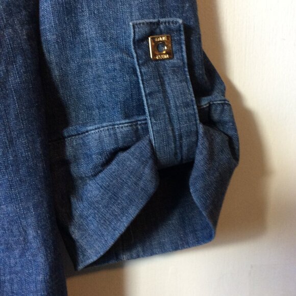 Anne Klein Denim Shirt With Zipper Closure in Front &  3/4 Sleeves Size P/S - Picture 5 of 8